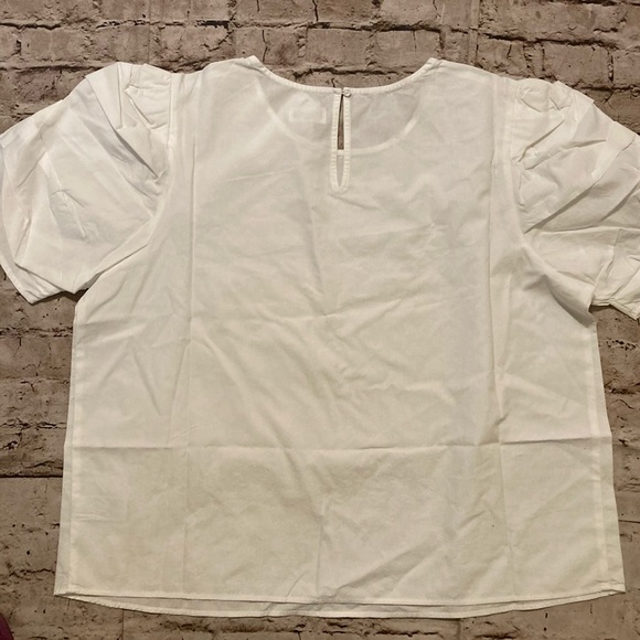 NWT The Drop white 100% cotton, pleated sleeve crewneck top size XL. - Picture 9 of 9